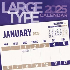Large Type Calendar 2025