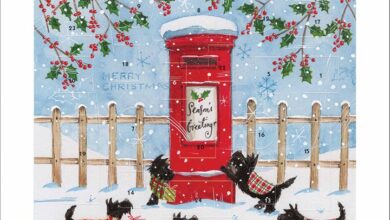 Christmas Post Scotties Mini Traditional Advent Card