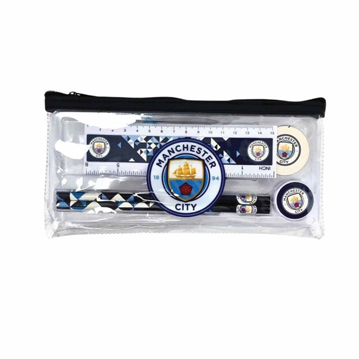Manchester City FC Clear Pencil Case Stationery Set
