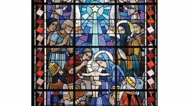 Stained Glass Nativity Portrait Traditional Advent Calendar
