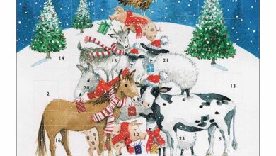 Festive Farmyard Animals Square Traditional Advent Calendar