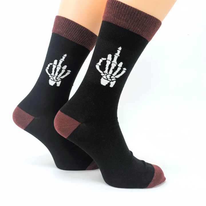 Skeleton Middle Finger Socks – Size 7 – 11
