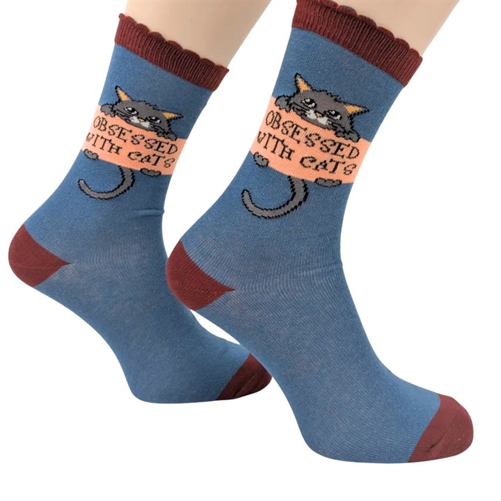 Obsessed with Cats Socks – Size 4 – 8
