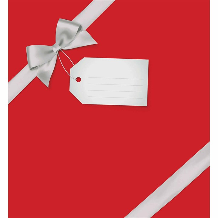 Red with Silver Bow Square Calendar Gift Wrap Envelope