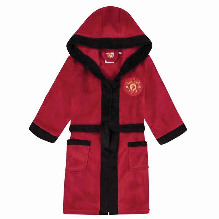 Manchester United FC Kids Red Hooded Dressing Gown 5 – 6 Years