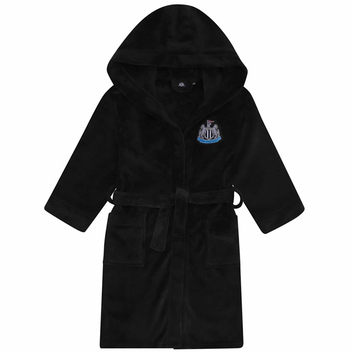 Newcastle United FC Kids Black Hooded Dressing Gown