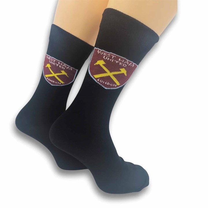 West Ham United FC Black Crest Socks – Size 7 – 11
