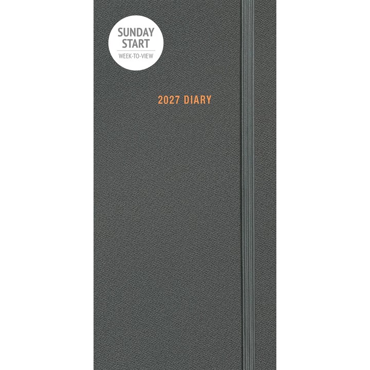 Sunday Start Charcoal Slim Diary 2027