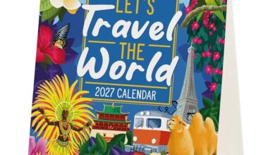 Let's Travel The World Easel Desk Calendar 2027