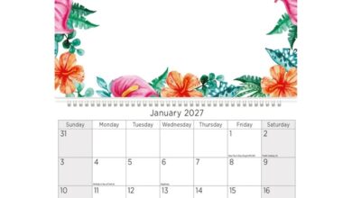 Floral Border Memo Calendar 2027