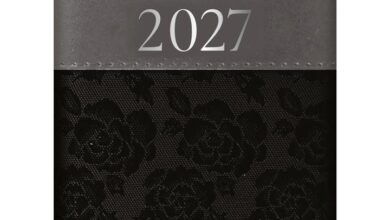 Black Embroidered Roses A7 Diary 2027