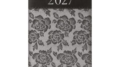 Grey Embroidered Roses Slim Diary 2027