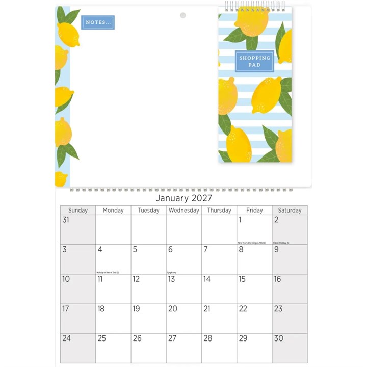 Fruit Memo Calendar & Shopping Pad 2027