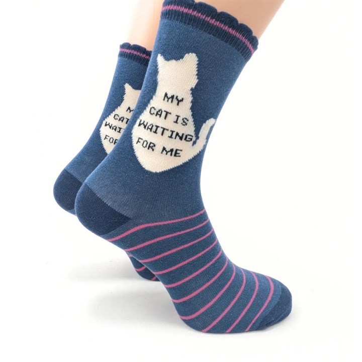 My Cat is Waiting for Me Socks – Size 4 – 8