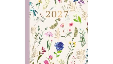 White Floral Meadow Slim Diary 2027