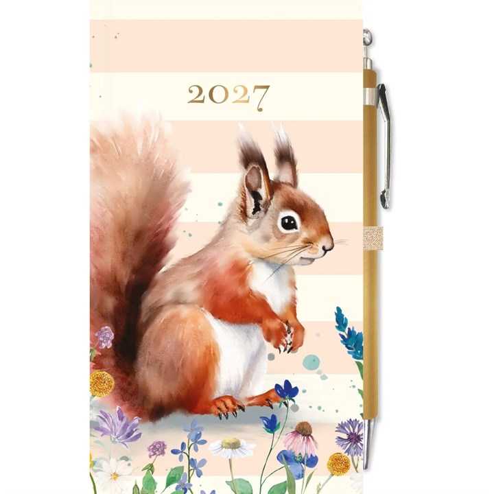 Squirrel Watercolour Slim Diary with Pen 2027
