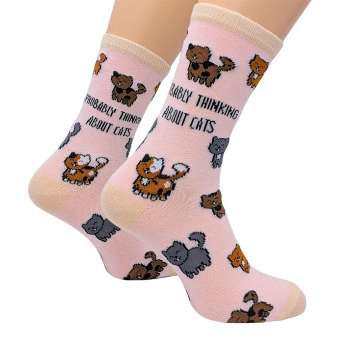Probably Thinking About Cats Socks – Size 4 – 8