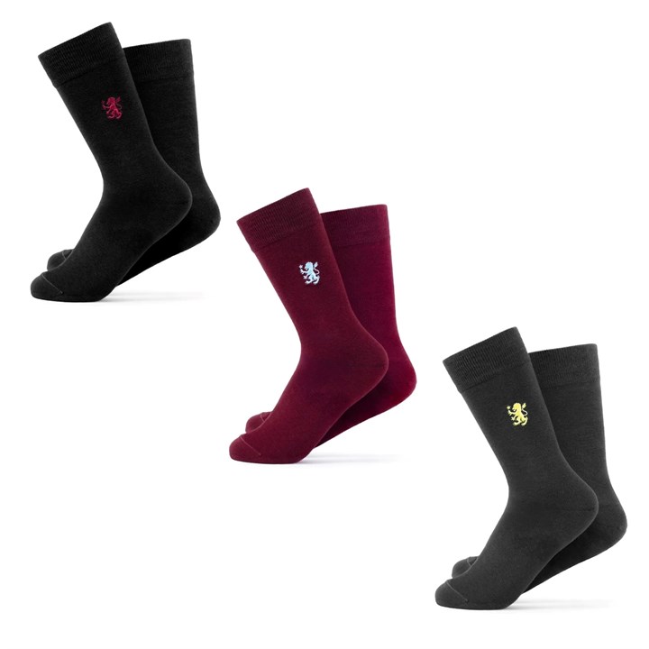 Aston Villa FC 3 Pack Dress Sock Set – Size 7 – 11