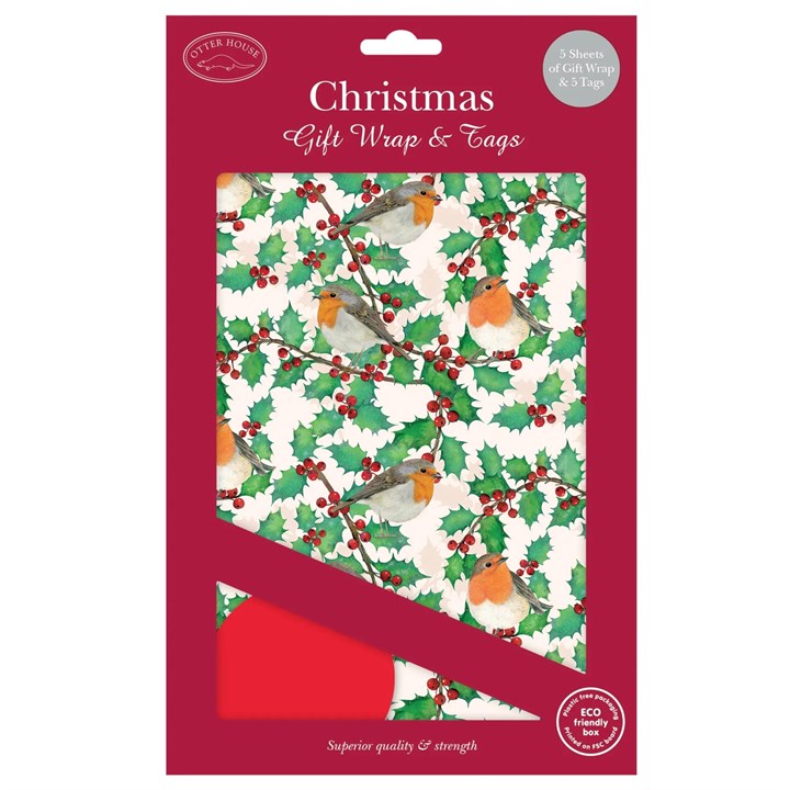 Holly Berry Robins Christmas Wrap & Tags