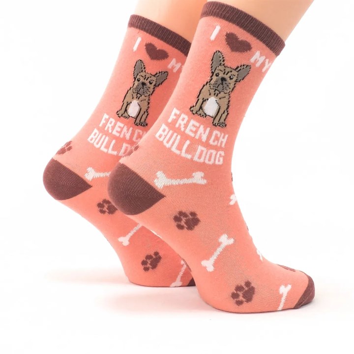 I Heart My French Bulldog Socks – Size 4 – 8