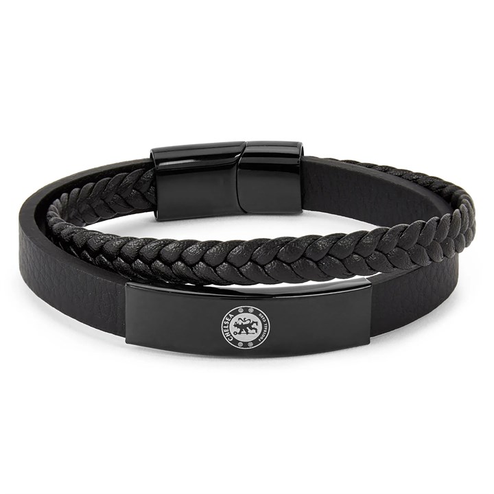 Chelsea FC Engraved Leather Bracelet with Gift Box