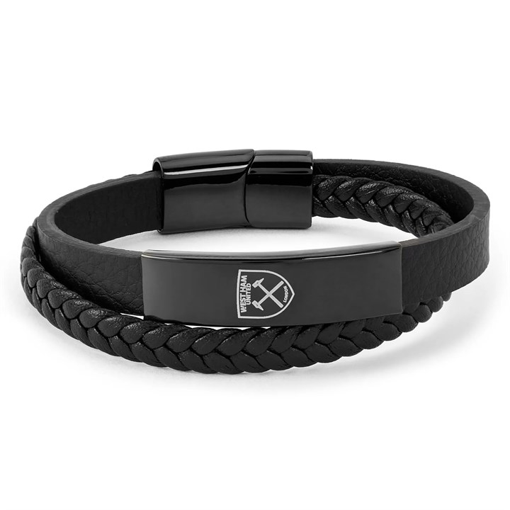 West Ham United FC Engraved Leather Bracelet with Gift Box