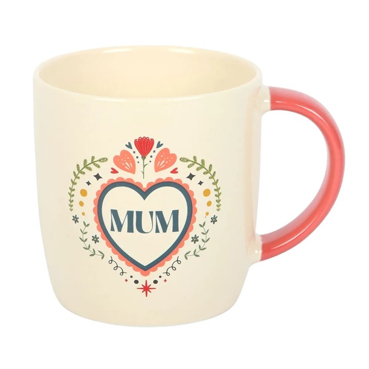Mum Folk Heart Ceramic Mug
