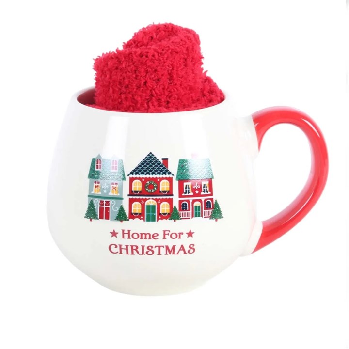 Home for Christmas Ceramic Mug and Socks Set